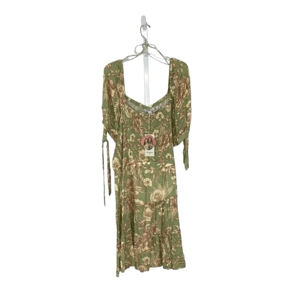 AGUA BENDITA x Target Green Floral Short Sleeve Smocked Mini Dress XXL Blogger - Picture 11 of 14